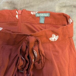 Charlotte Russe Burgundy Tie-Waist Pants